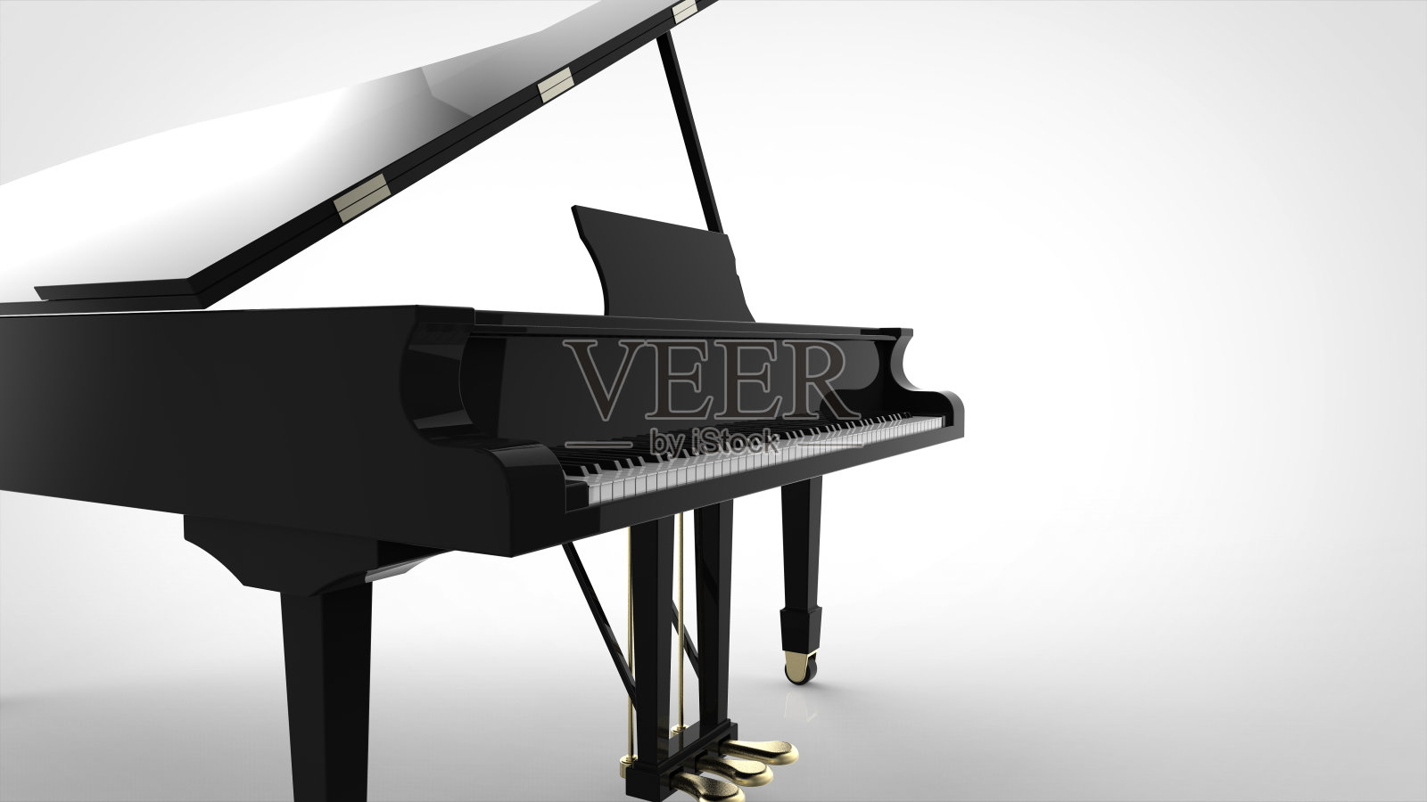大钢琴特写白色背景3d渲染照片摄影图片