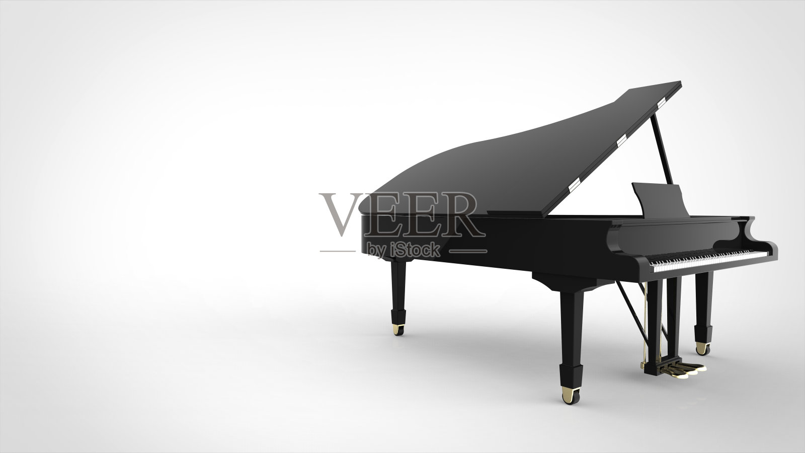 三角钢琴右白色背景3d渲染照片摄影图片