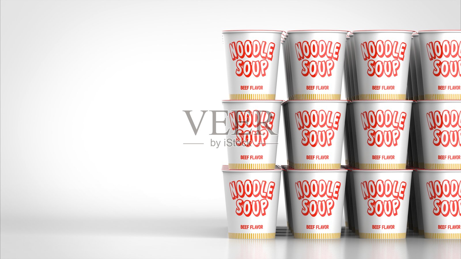 拉面杯堆叠前右3d照片摄影图片