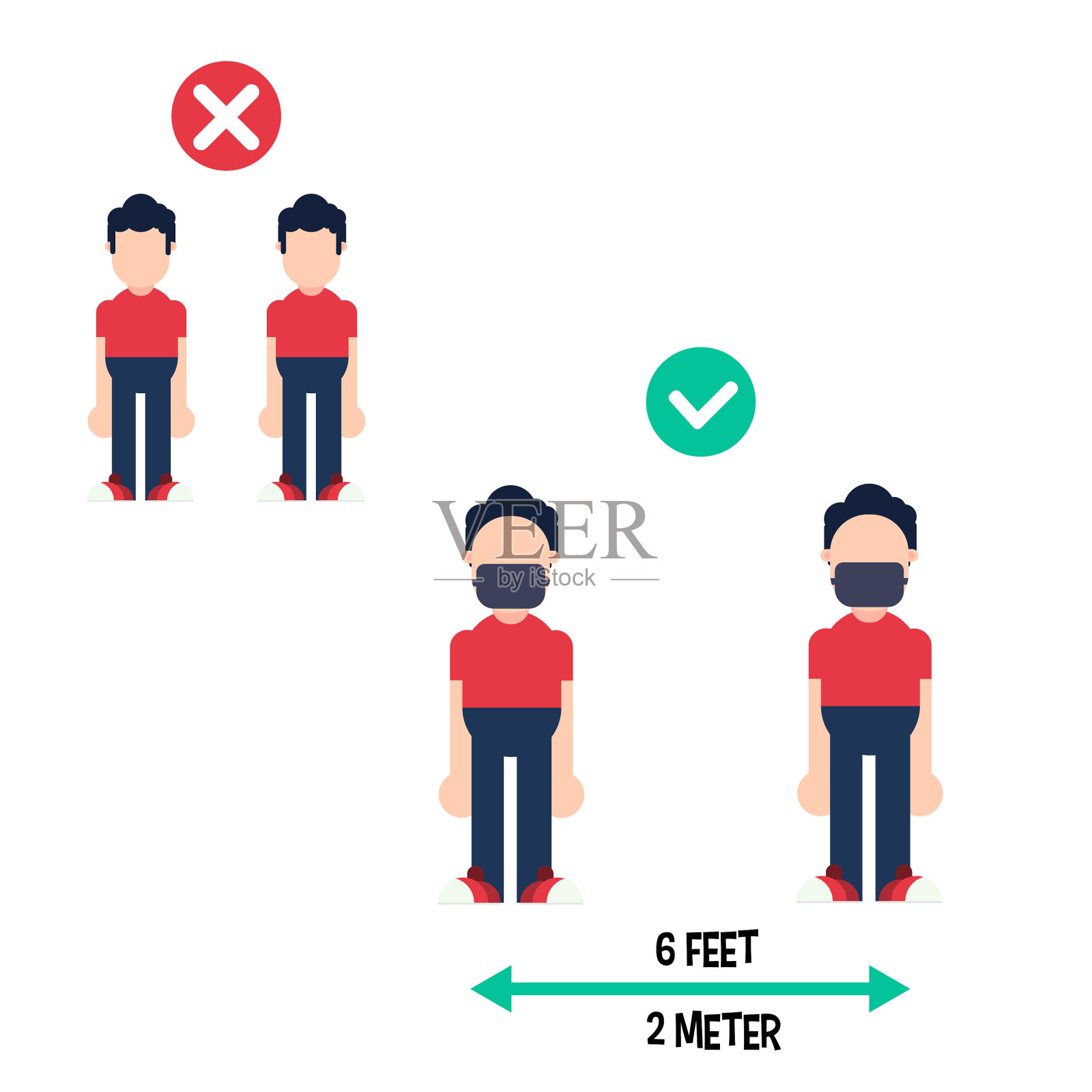 社交距离保持1米或1米插画图片素材