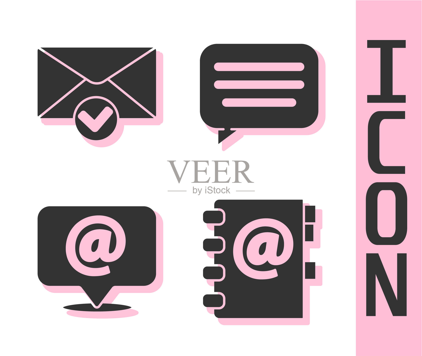 设置地址簿信封和检查标记邮件图标素材