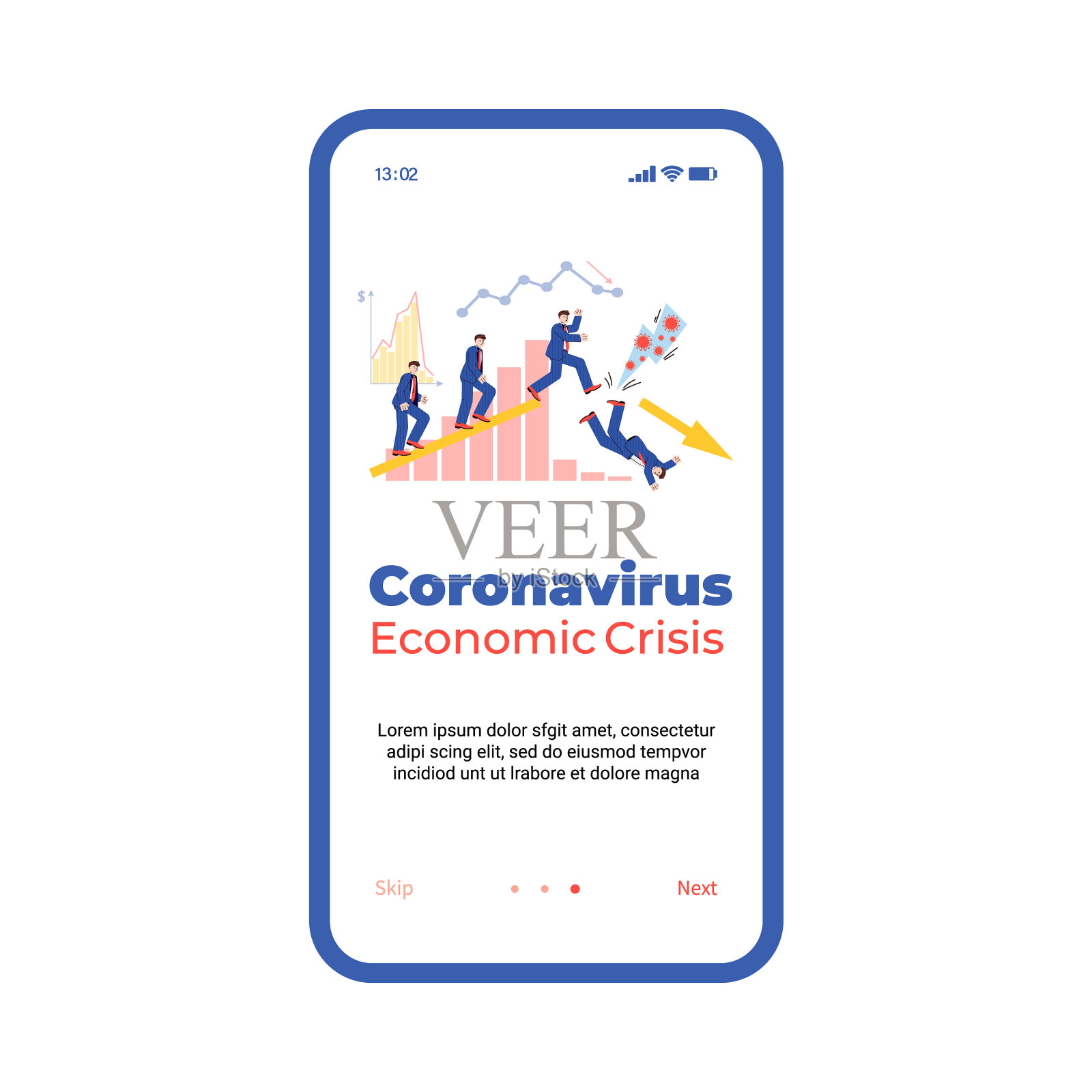 冠状病毒经济危机手机应用界面插画图片素材