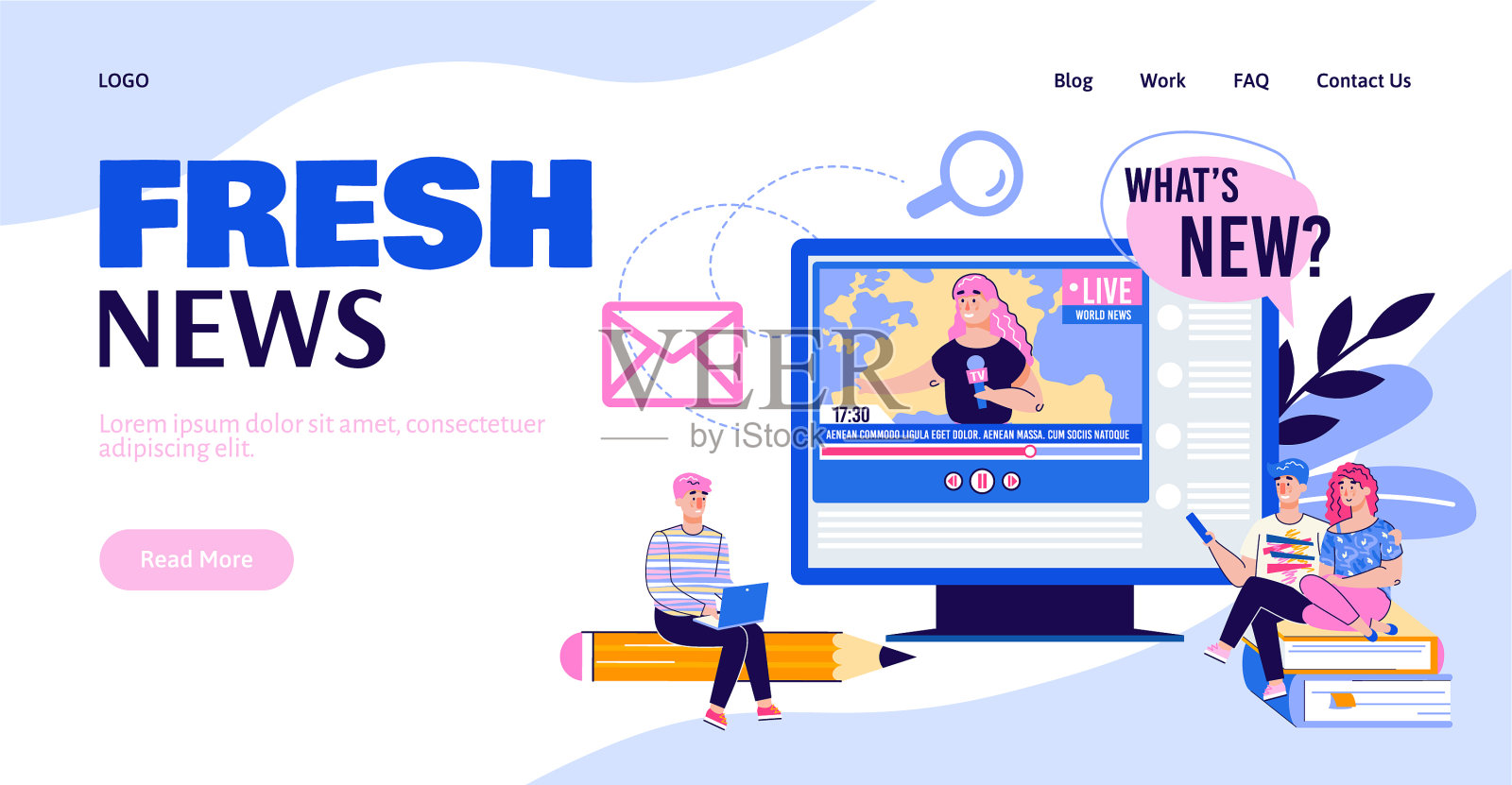 新闻门户网站和信息机构的网页插画图片素材