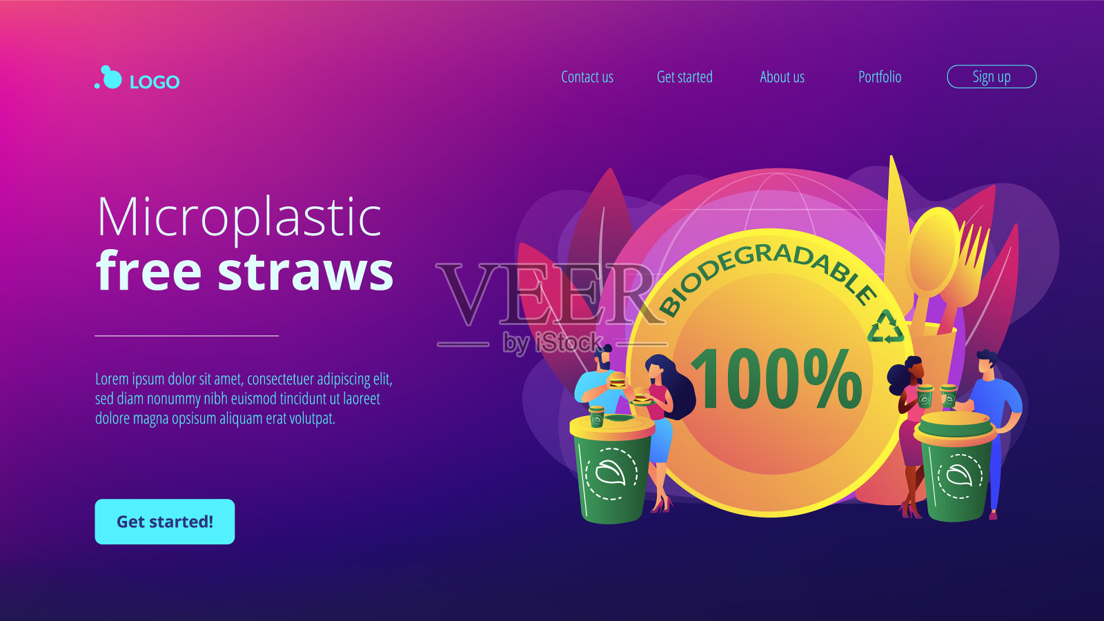 可降解一次性餐具概念落地设计模板素材