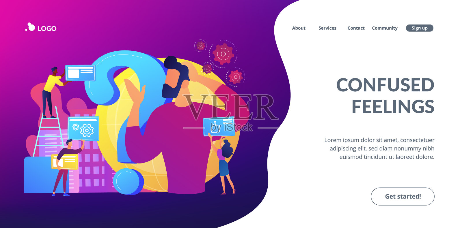 概念混淆登陆页设计模板素材