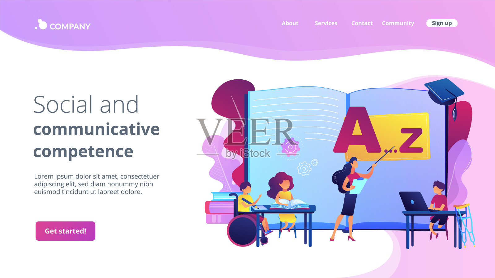 全纳教育概念登陆页面设计模板素材