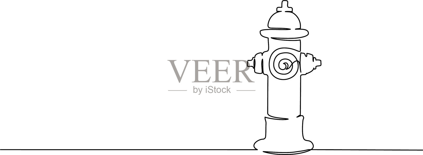 消火栓或消防栓隔离一条线绘制插画图片素材