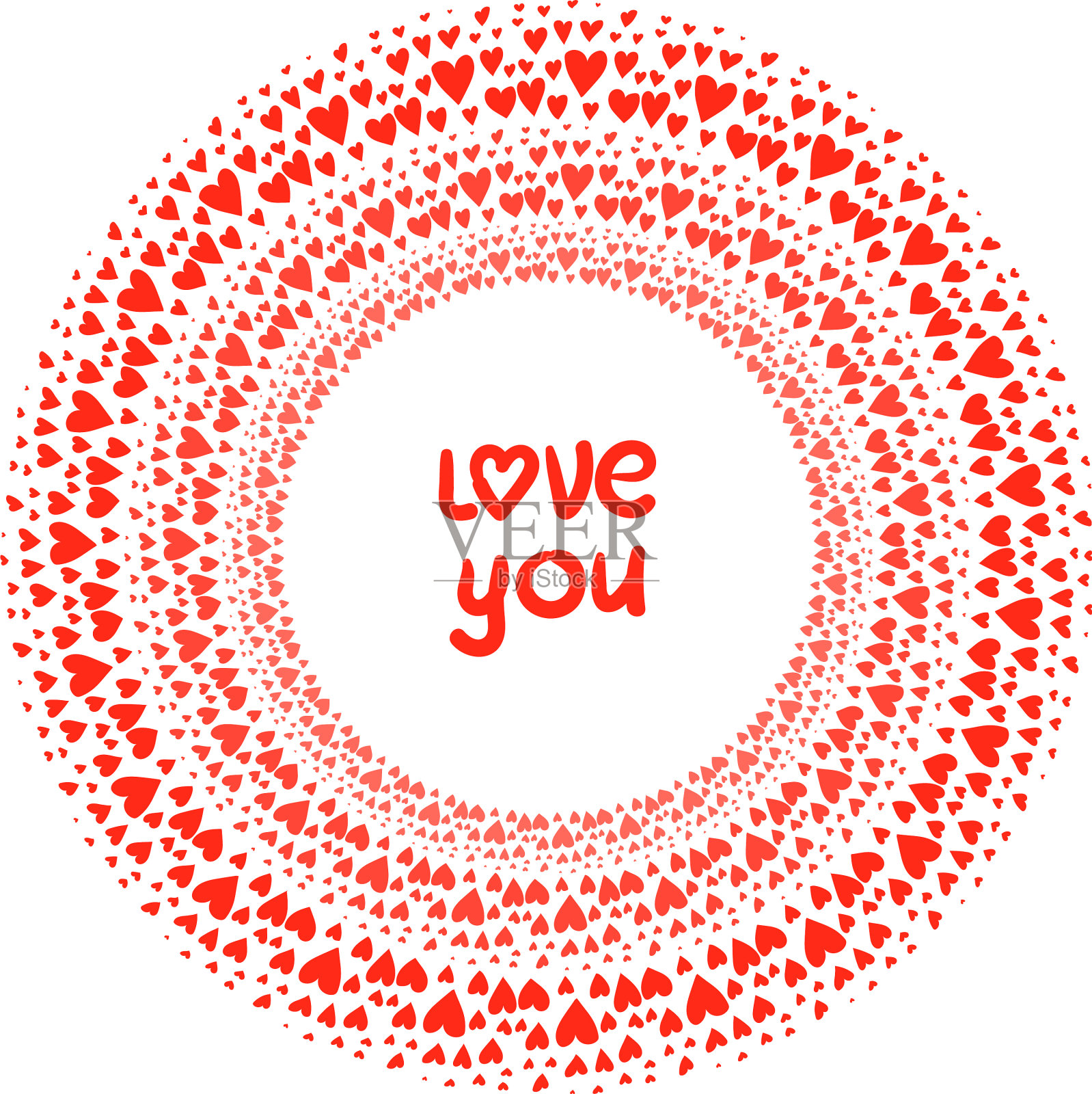 爱你的圆框浪漫的装饰元素设计元素图片