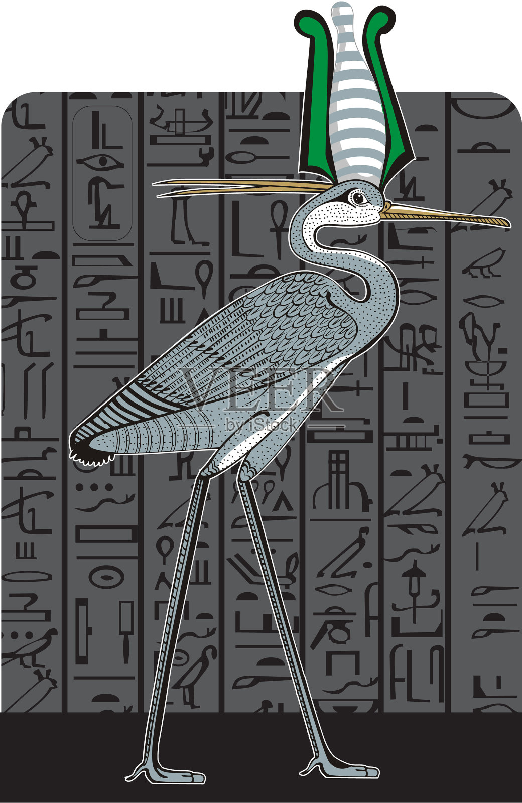 朱鹭在黑暗的埃及背景插画图片素材