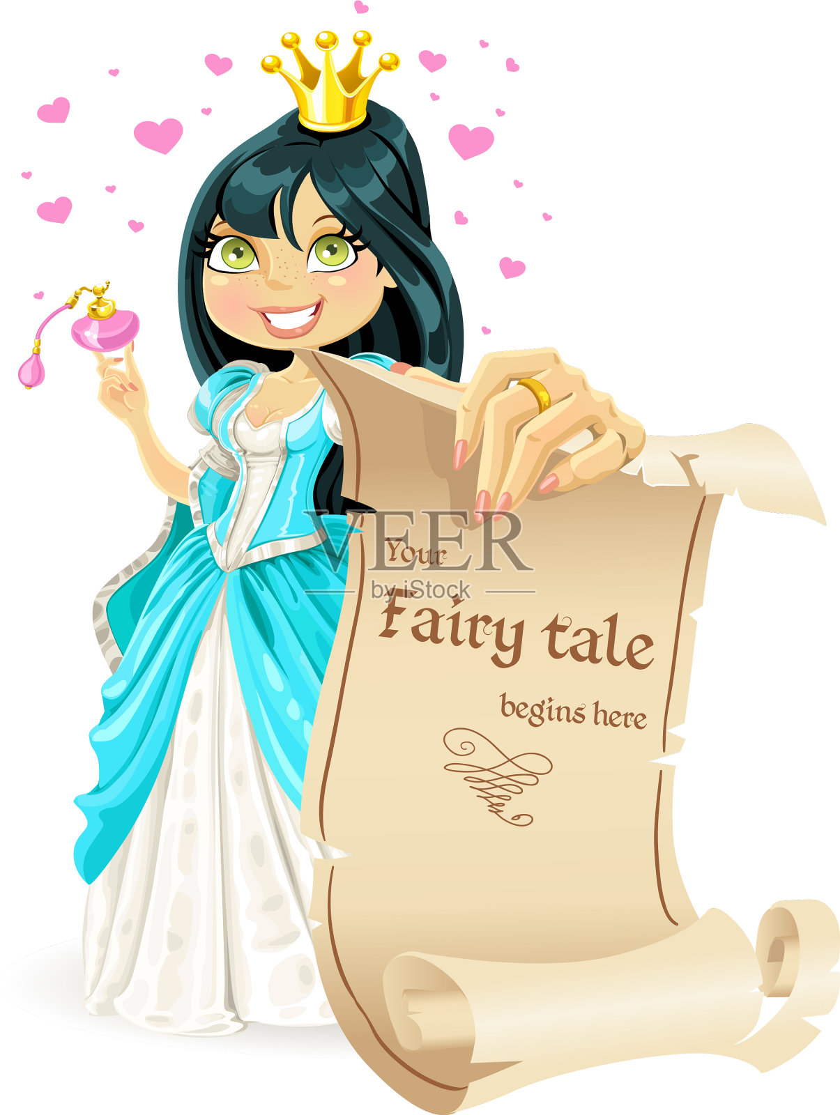 带着旗帜的黑发公主，你的设计元素图片