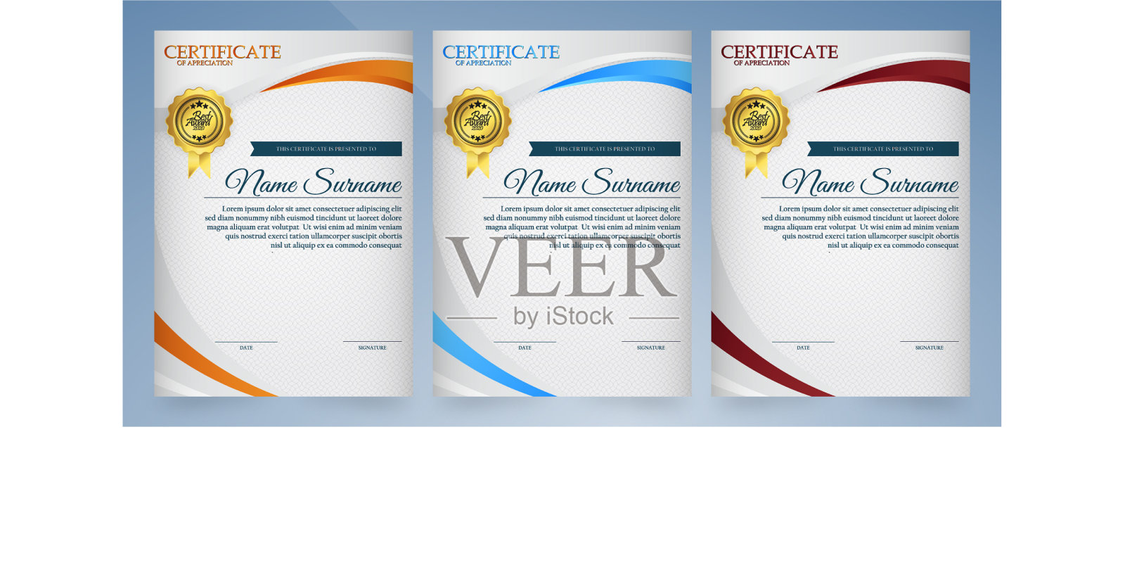 会员证书最佳奖励文凭套装插画图片素材