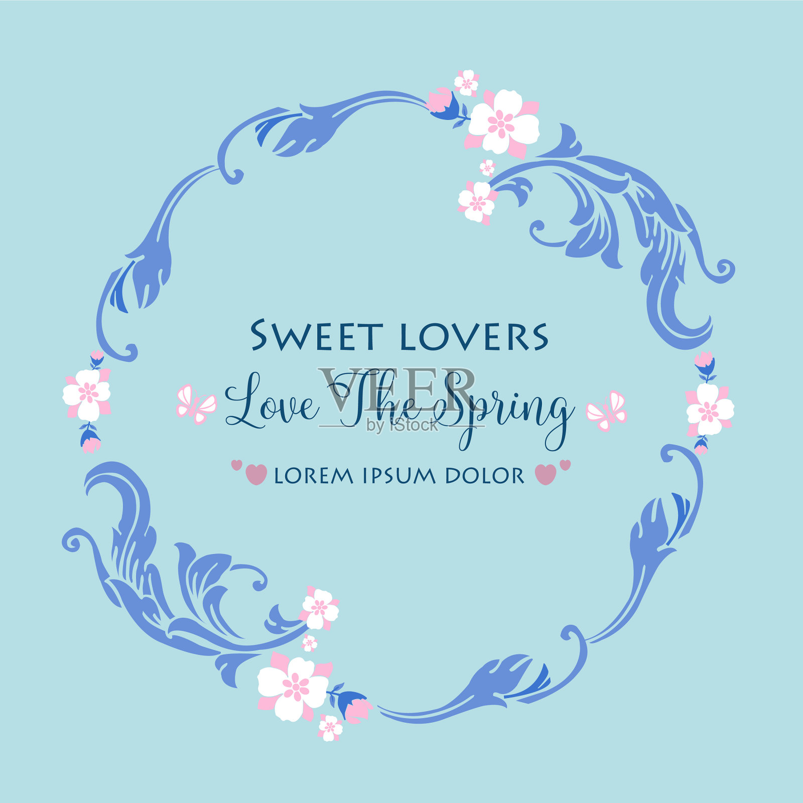 无缝的爱春天贺卡图案设计插画图片素材