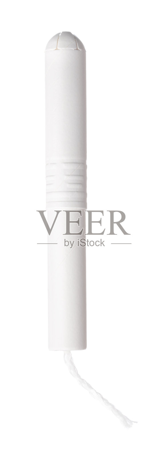 打开包装的女性医疗卫生棉条，白色背景隔离照片摄影图片