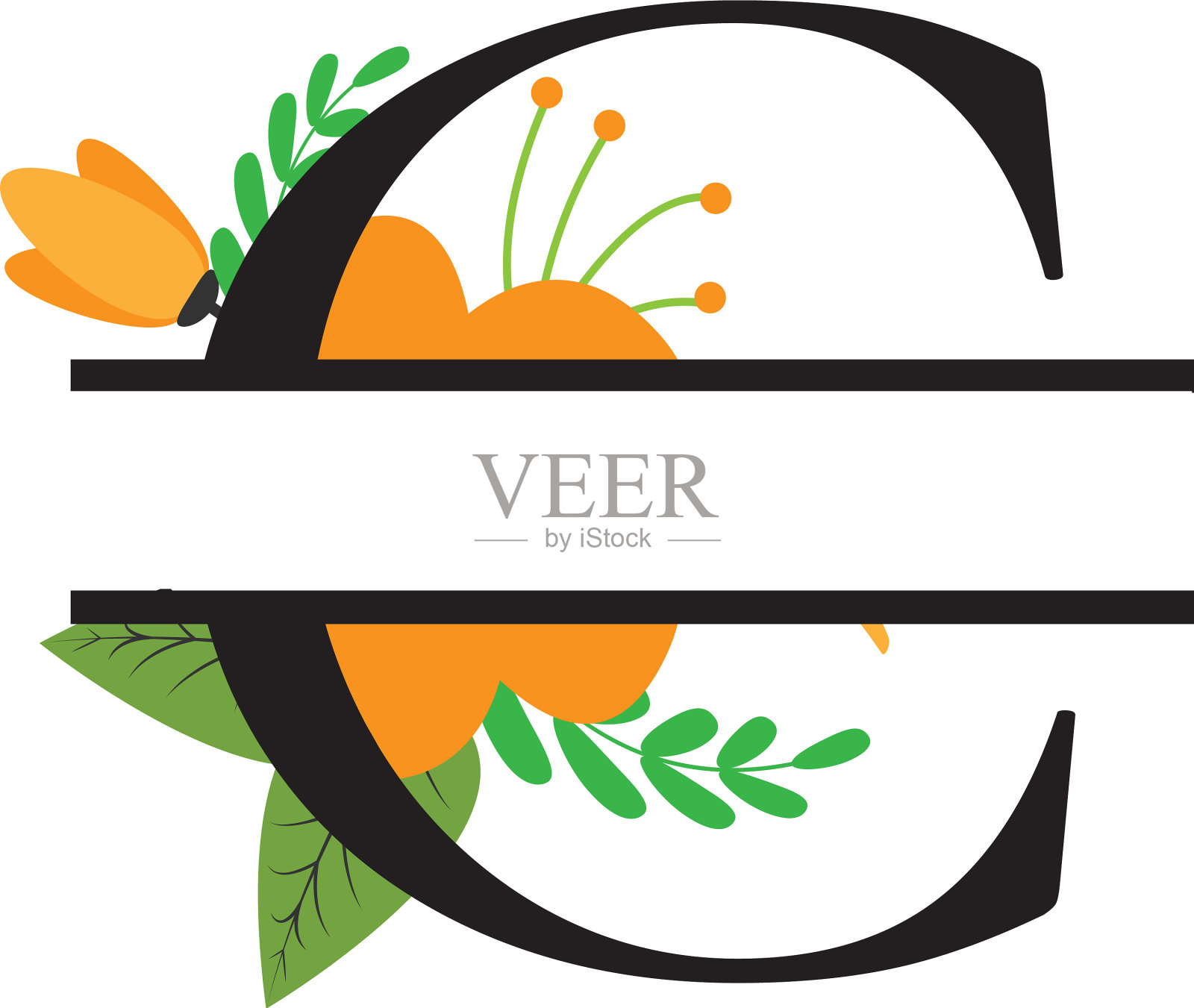 字母花分裂字母设计插画图片素材