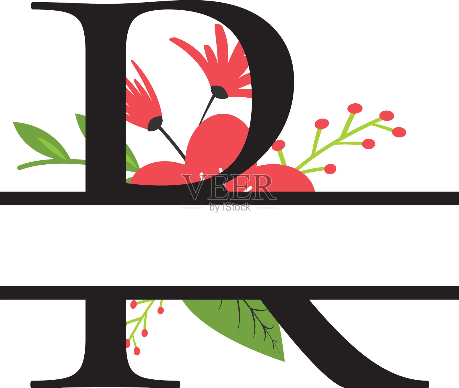 字母花分裂字母设计设计元素图片