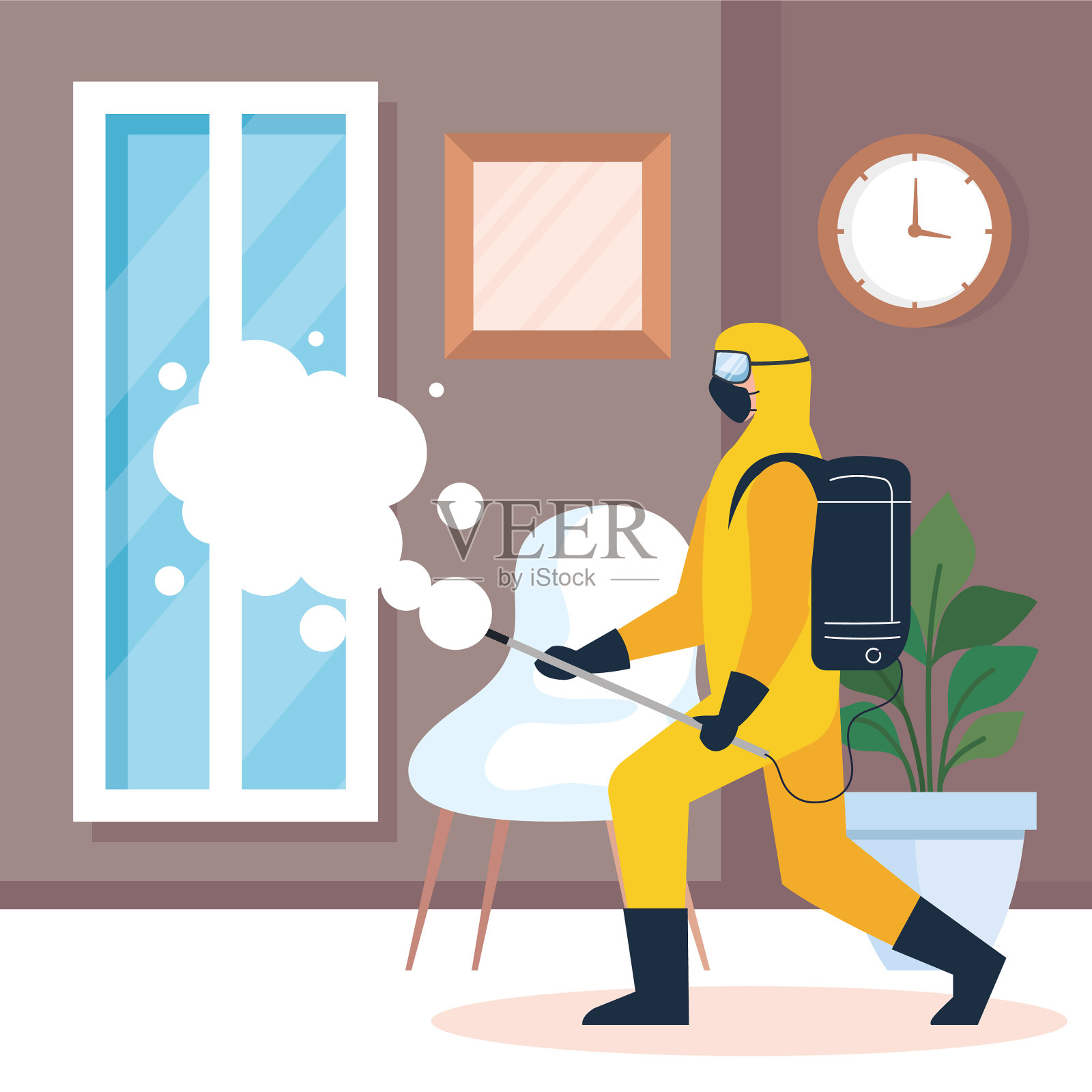 家庭消毒商业消毒插画图片素材