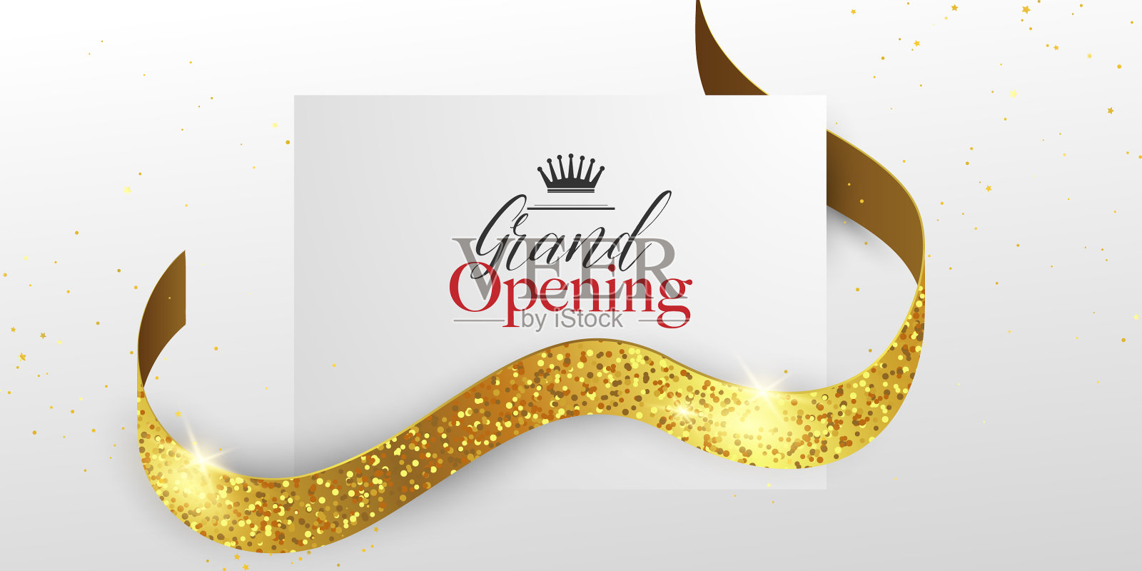 盛大的开幕卡与金色缎带背景插画图片素材