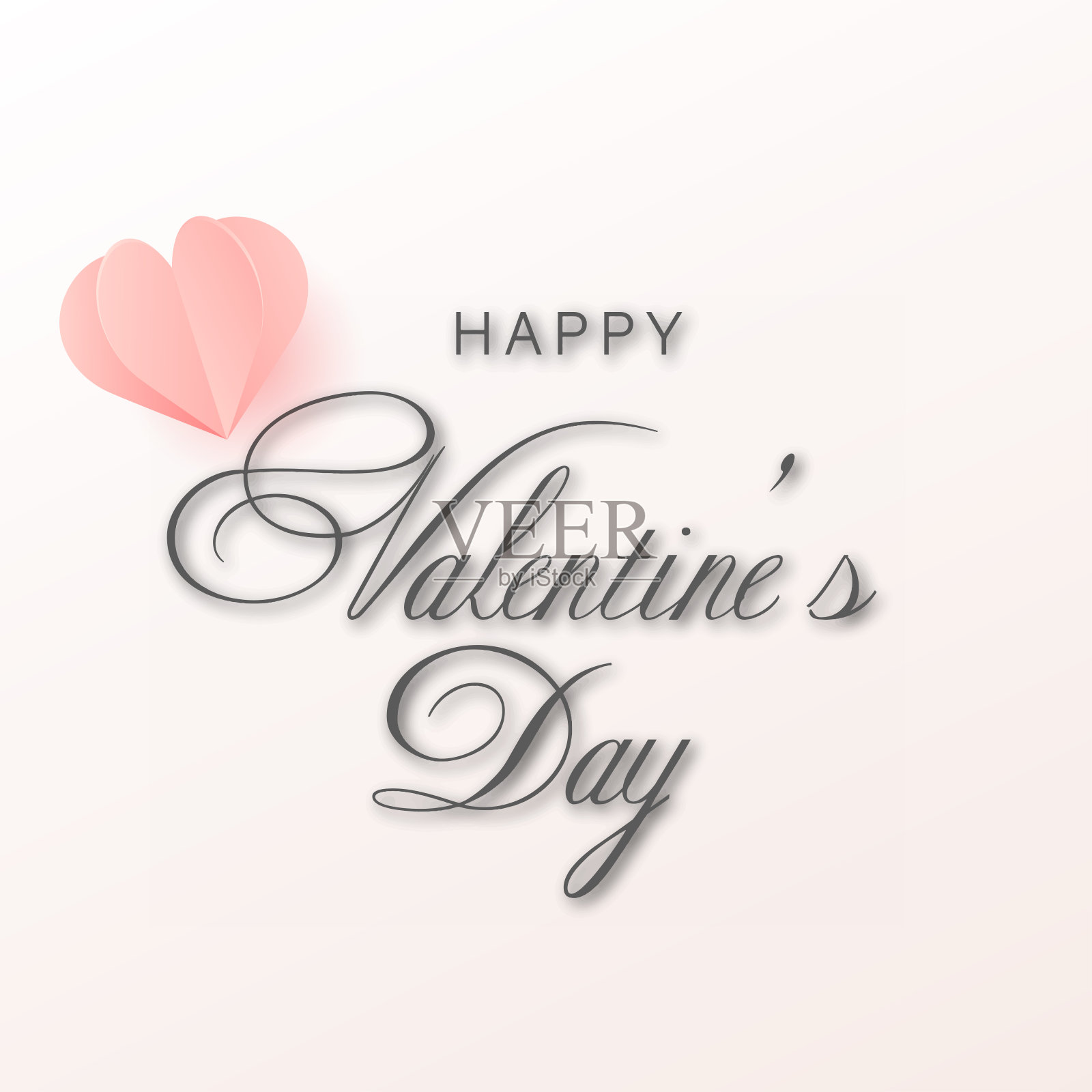 粉红色心形纸情人节卡片。向量插画图片素材