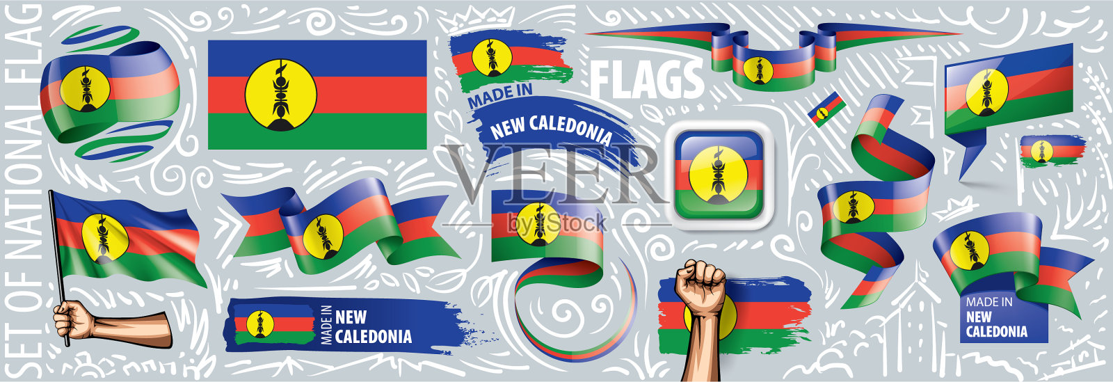 设立新喀里多尼亚国旗图标素材