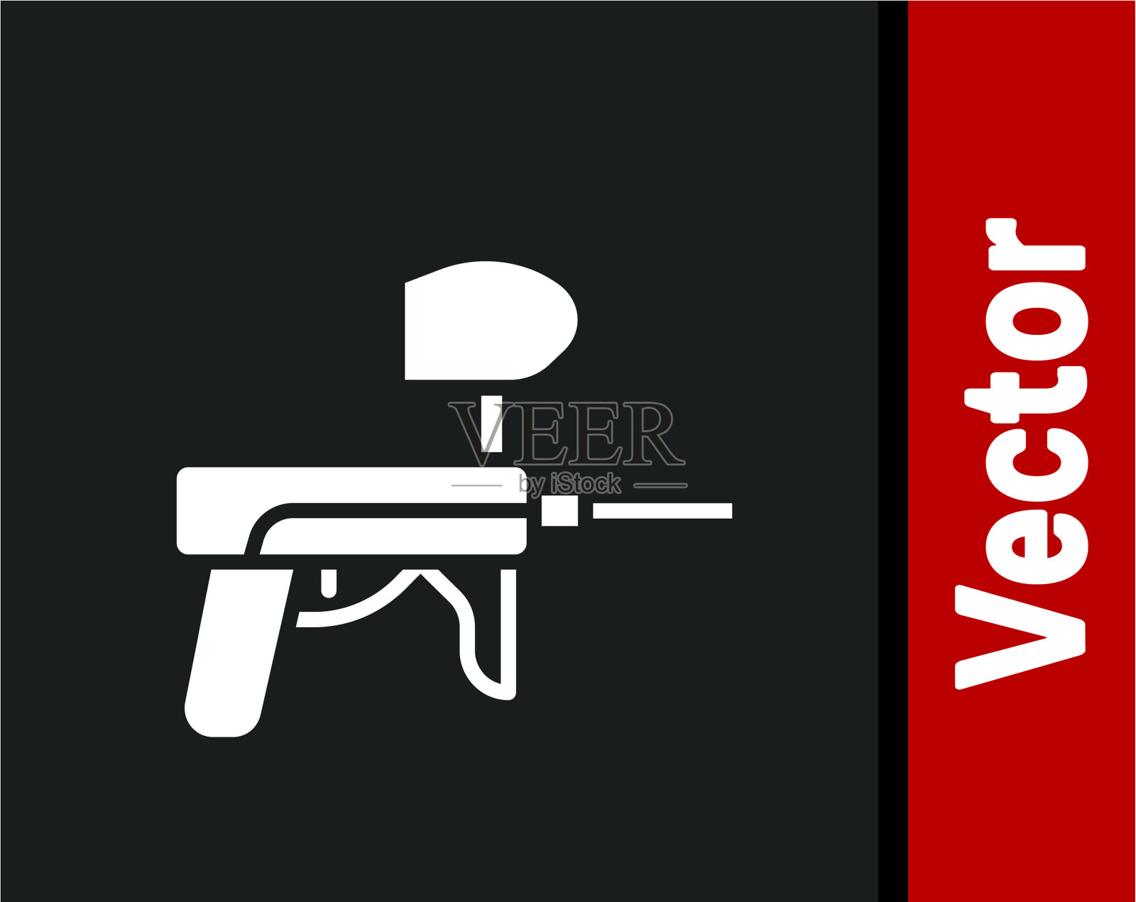 白色彩弹枪图标孤立在黑色上插画图片素材