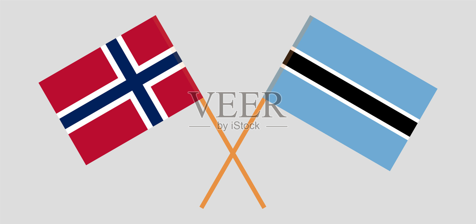 博茨瓦纳和挪威的国旗交叉插画图片素材