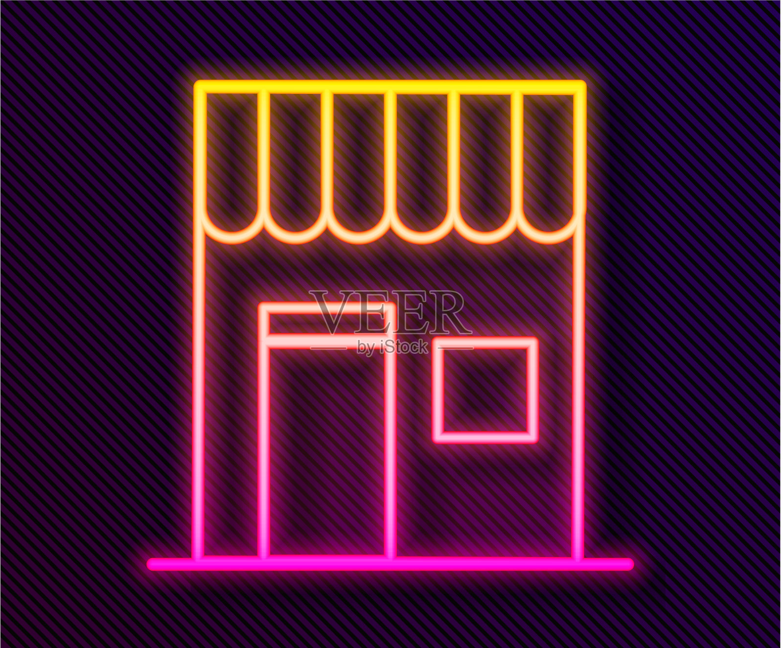 霓虹灯线咖啡店图标孤立插画图片素材