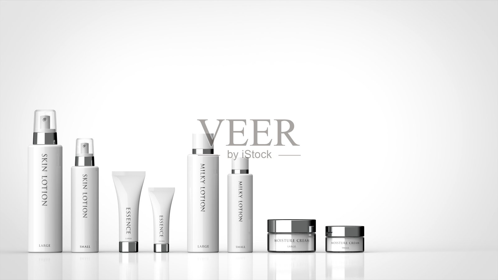 护肤化妆品大、小尺寸留下3d标志照片摄影图片