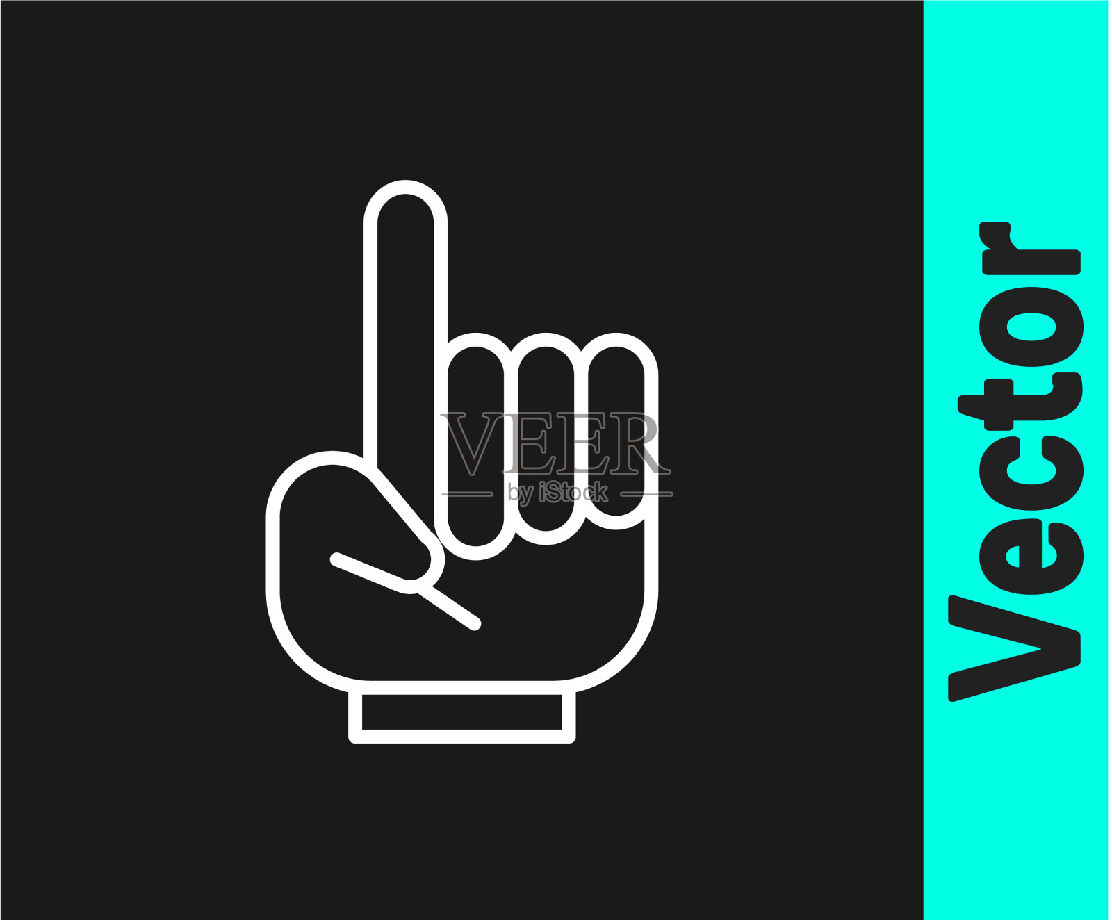 白线1号扇子手套带手指图标素材