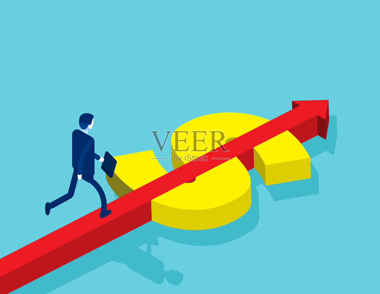 商人在金钱的道路箭头插画图片素材