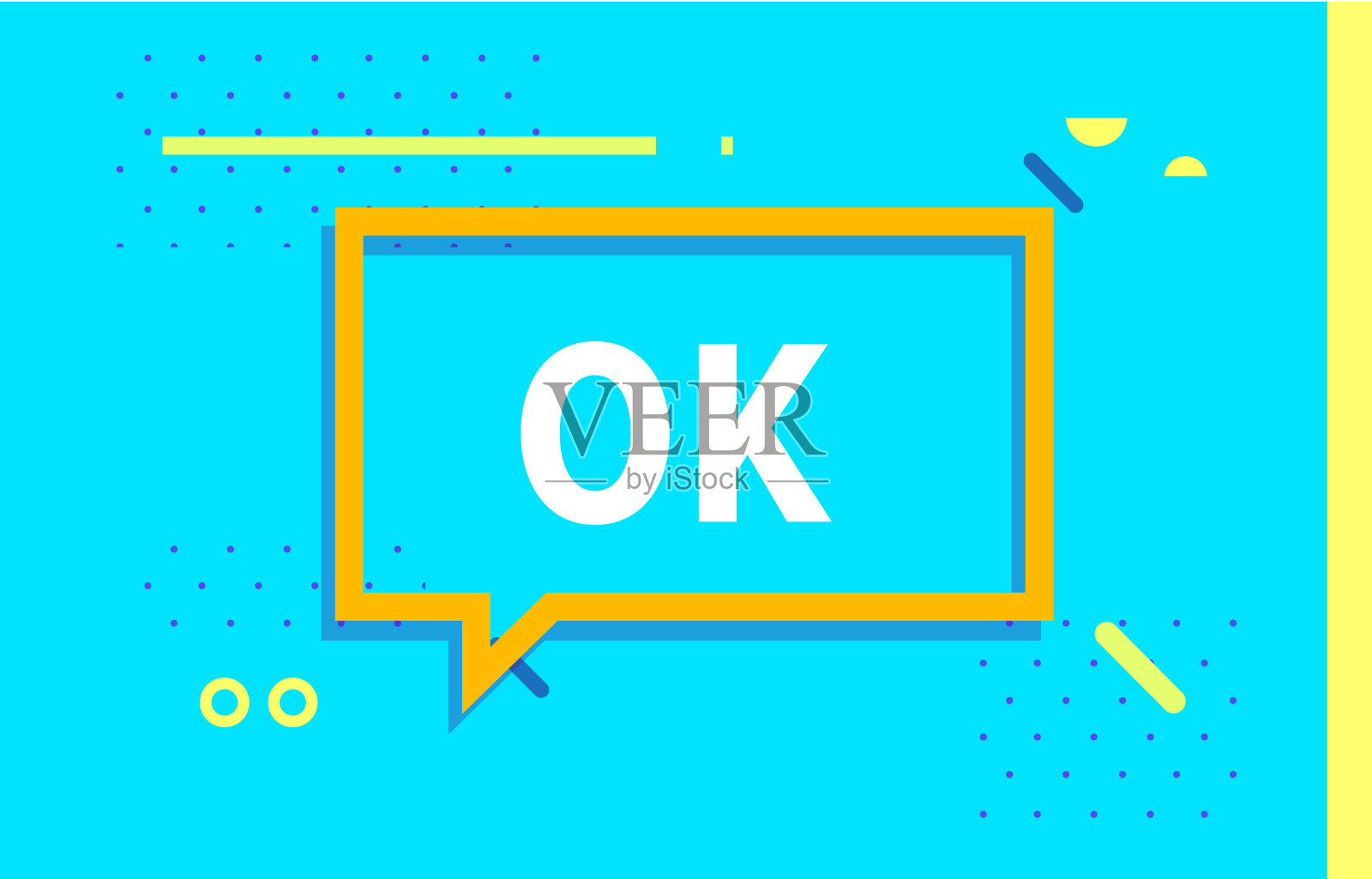 OK在设计横幅。矢量模板的网页，打印，演示。简单的横幅与最少的短语。时髦的平面几何印花。创意矢量库存装饰。插画图片素材