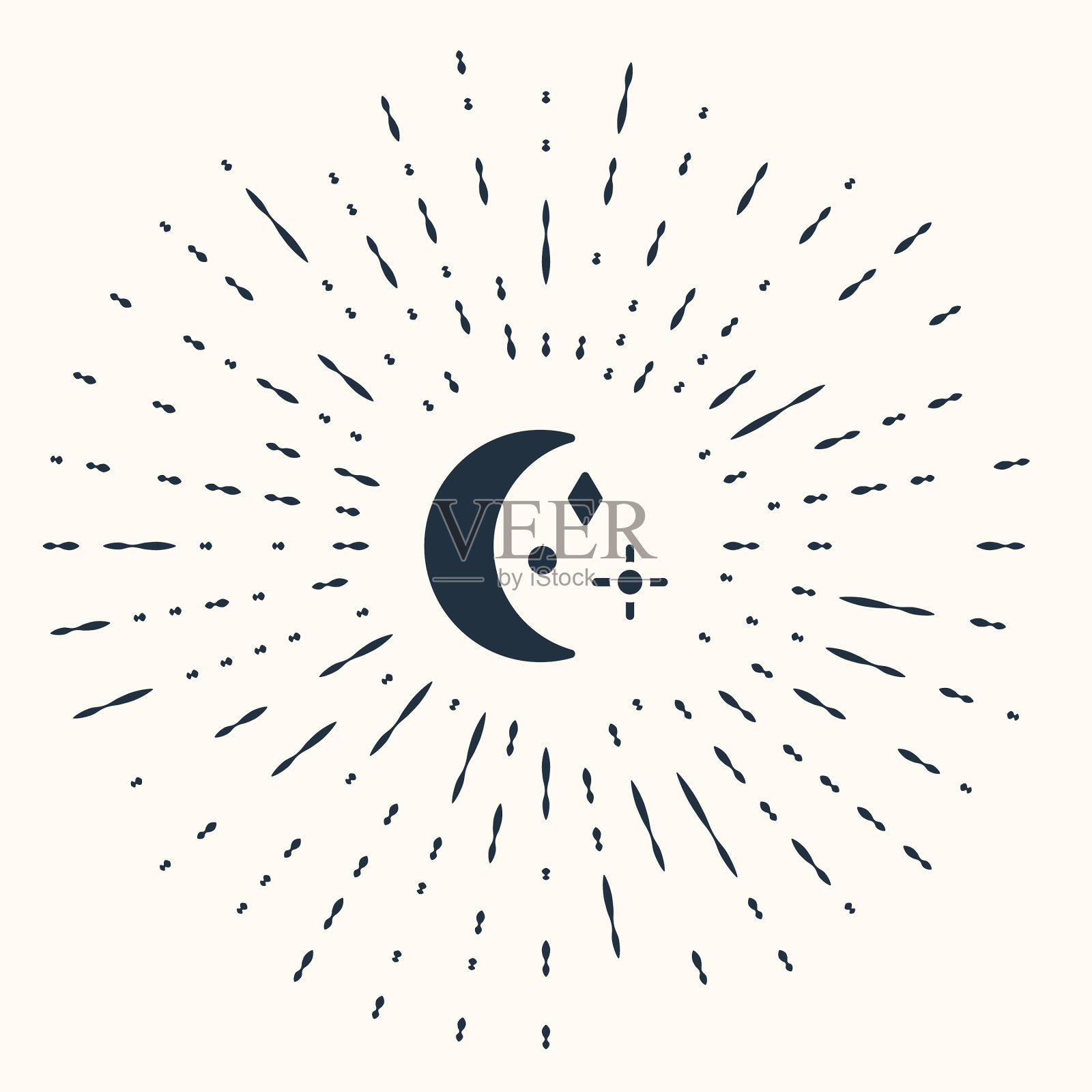 灰色的月亮和星星图标孤立在米色插画图片素材