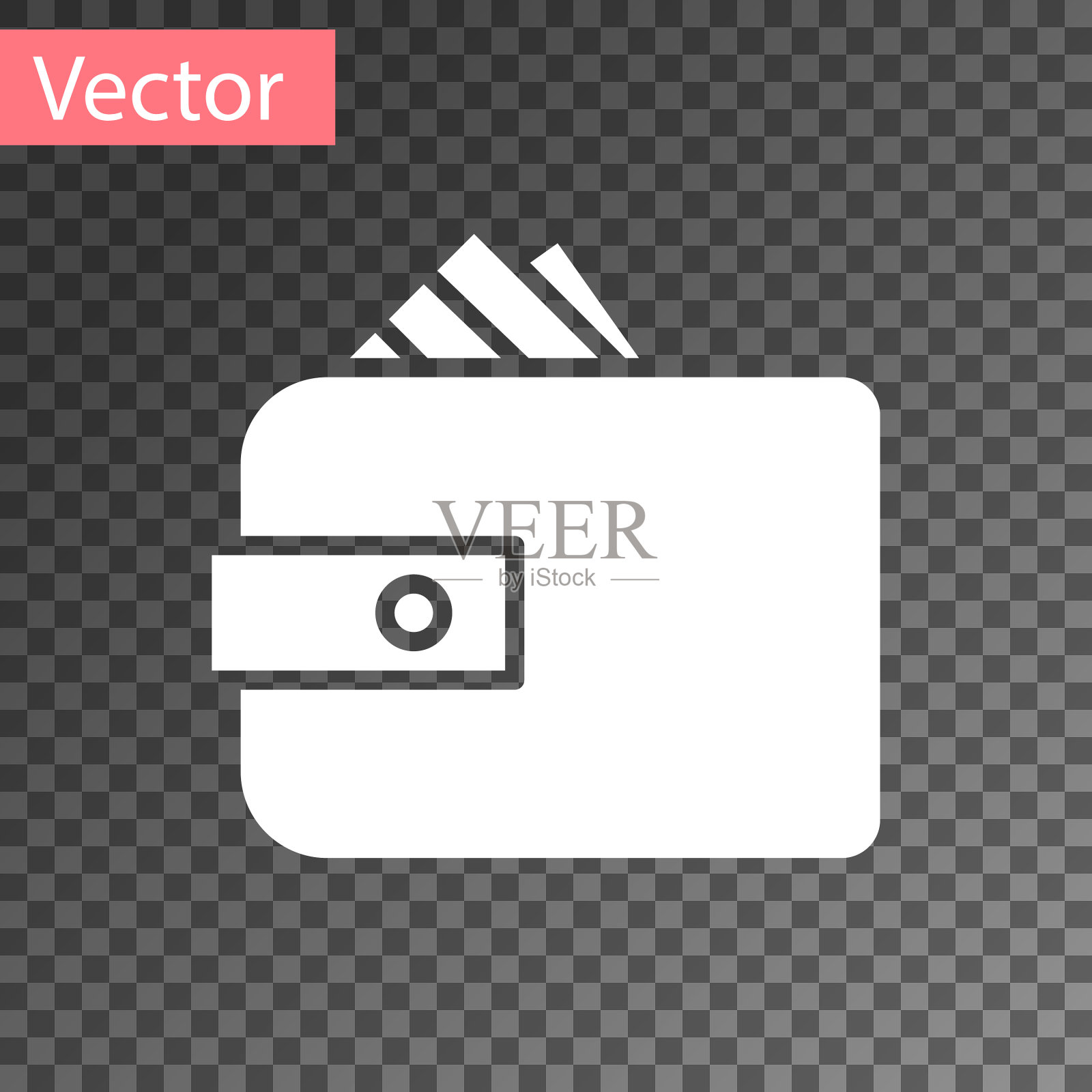 白色钱包与堆栈纸币现金图标图标素材