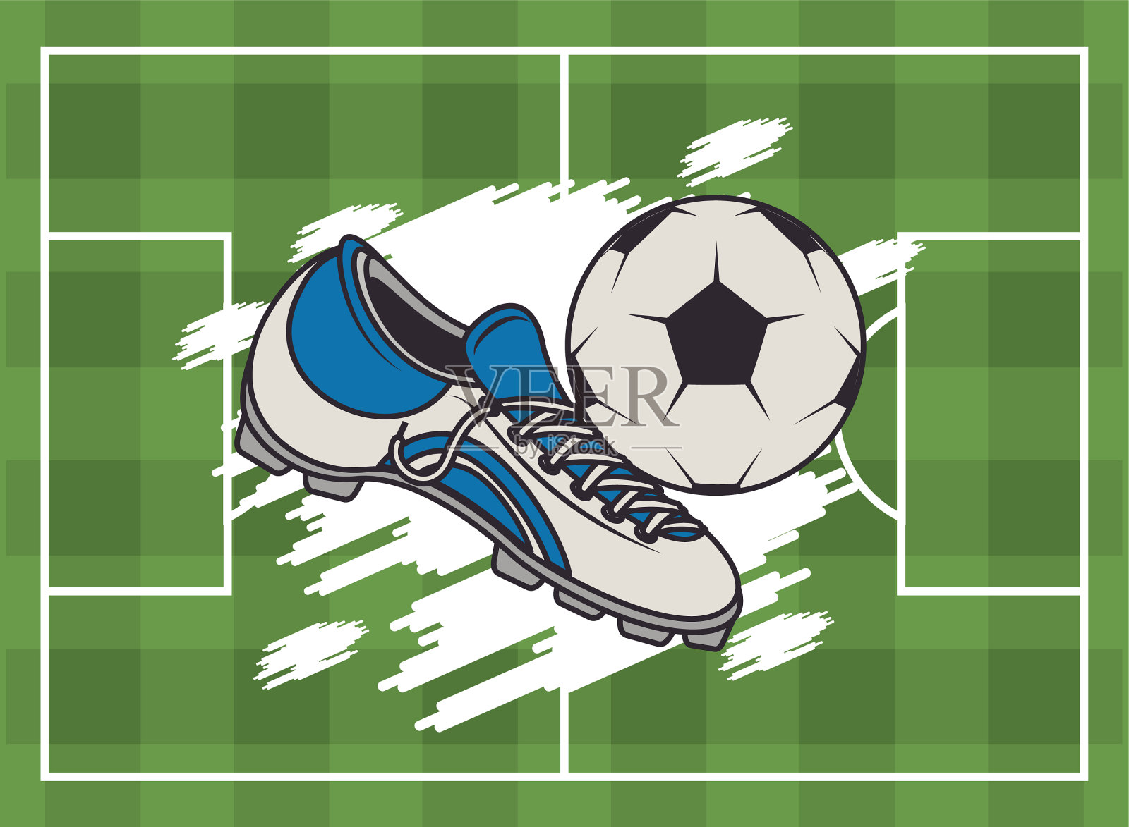 足球运动海报与气球插画图片素材