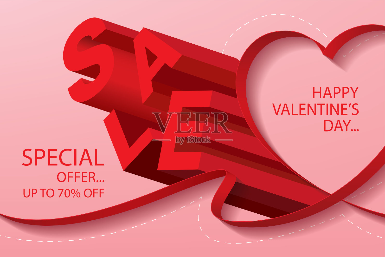 情人节快乐促销横幅设计。矢量图设计模板素材