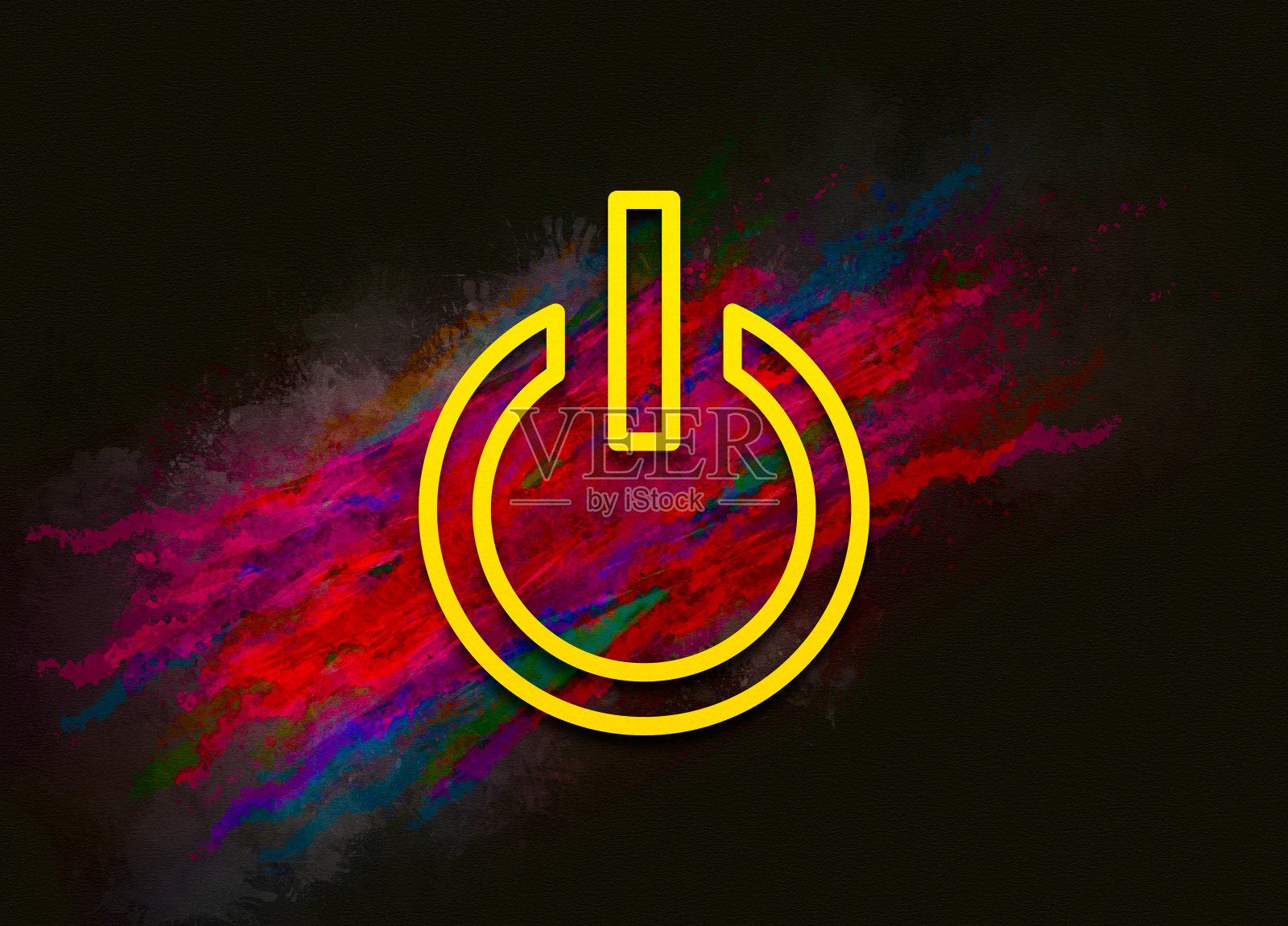 电源图标彩色油漆抽象背景笔刷笔画插图设计插画图片素材