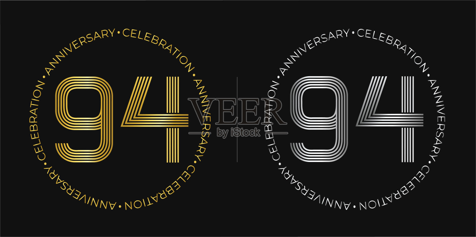 94岁生日。金银奖生日。插画图片素材