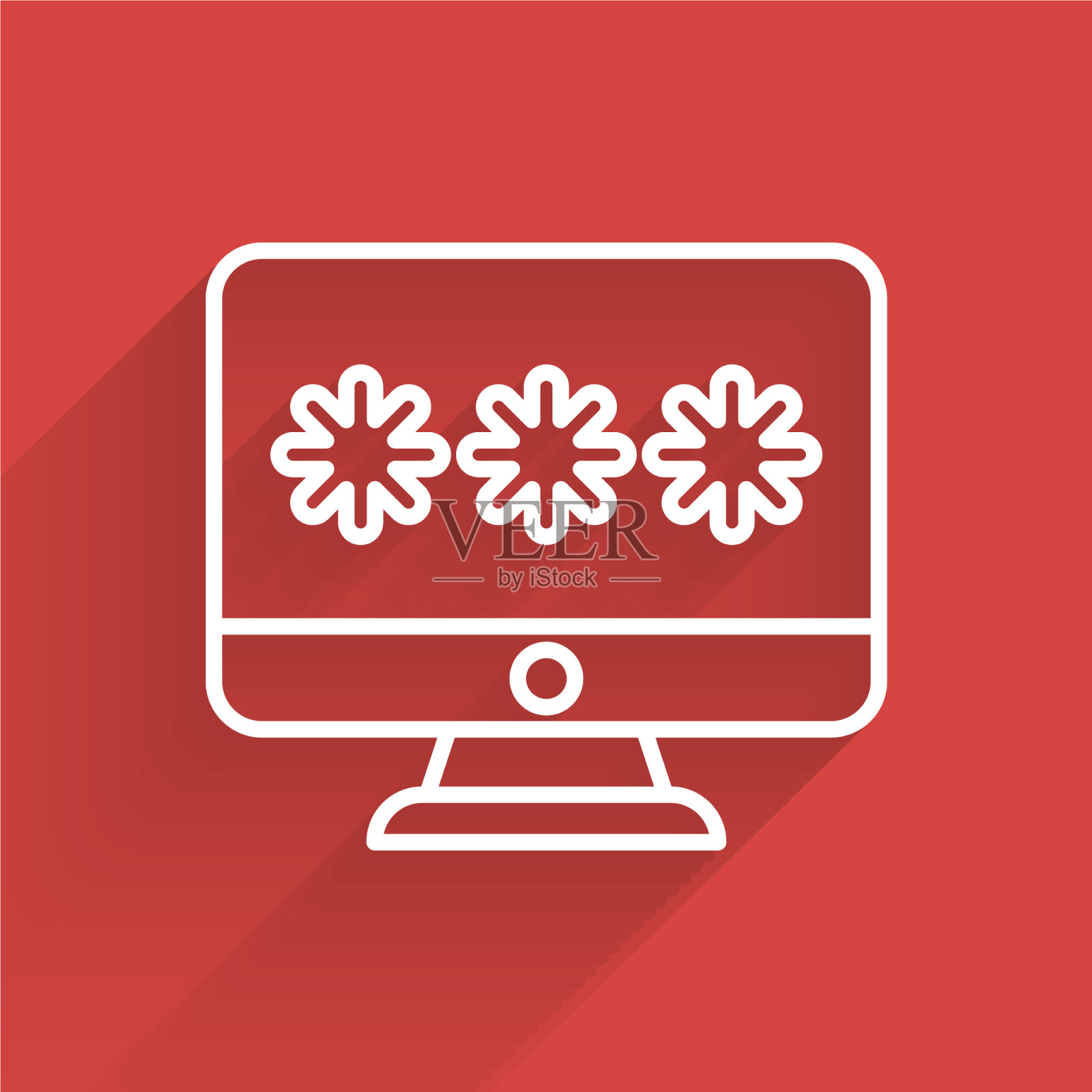 带有密码通知图标的白线监视器插画图片素材