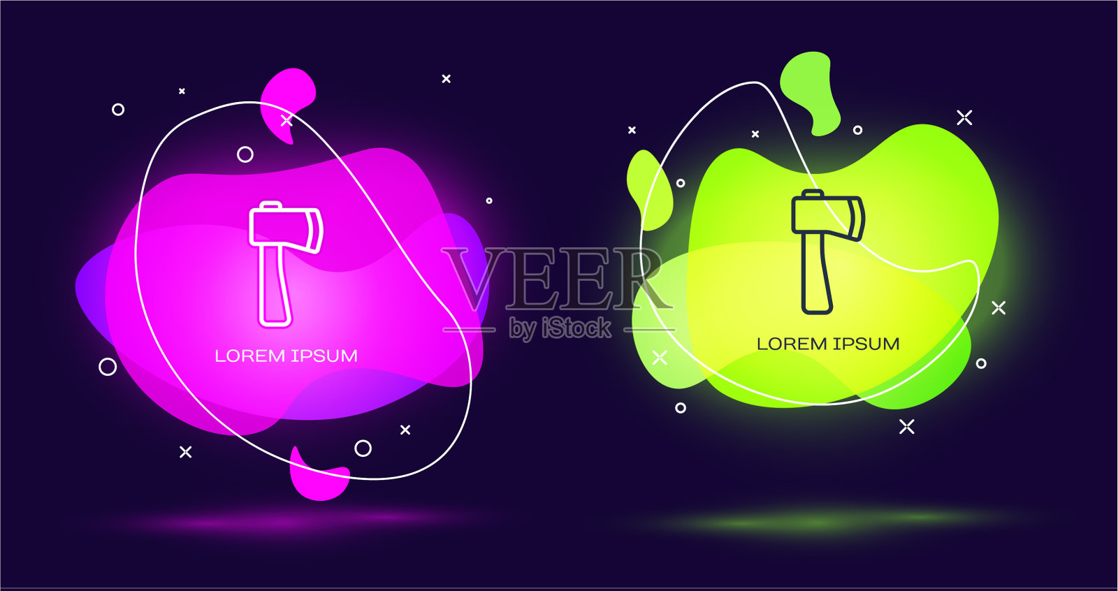 线木斧图标孤立在黑色背景插画图片素材