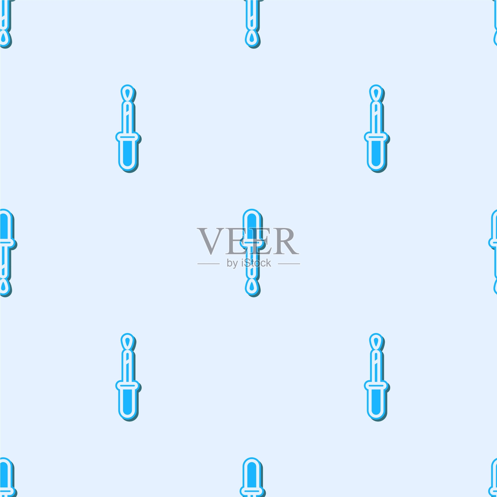 蓝线移液管图标隔离无缝模式插画图片素材