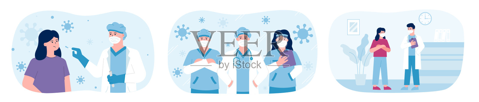 一组医务人员角色。插画图片素材