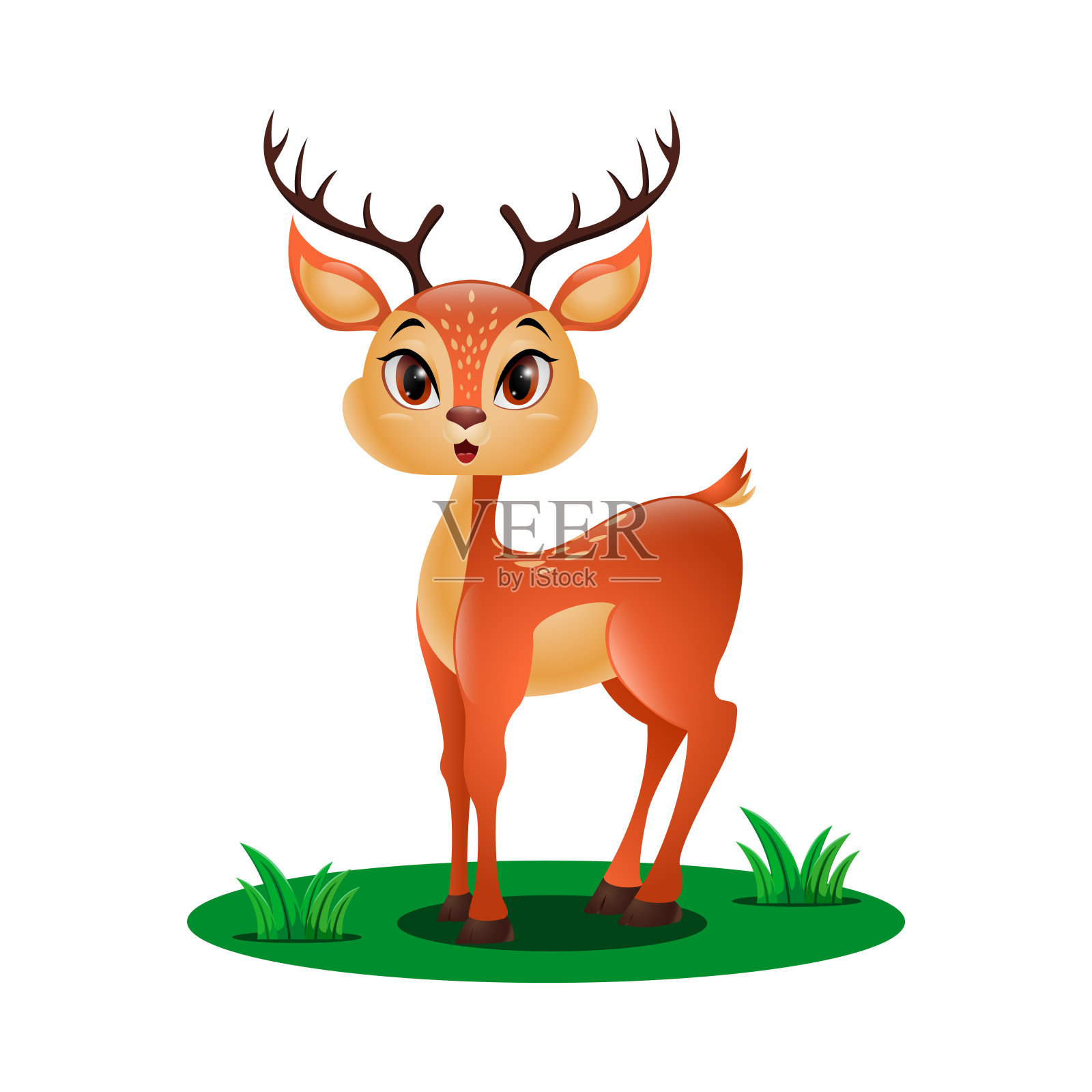 草丛里可爱的小鹿插画图片素材