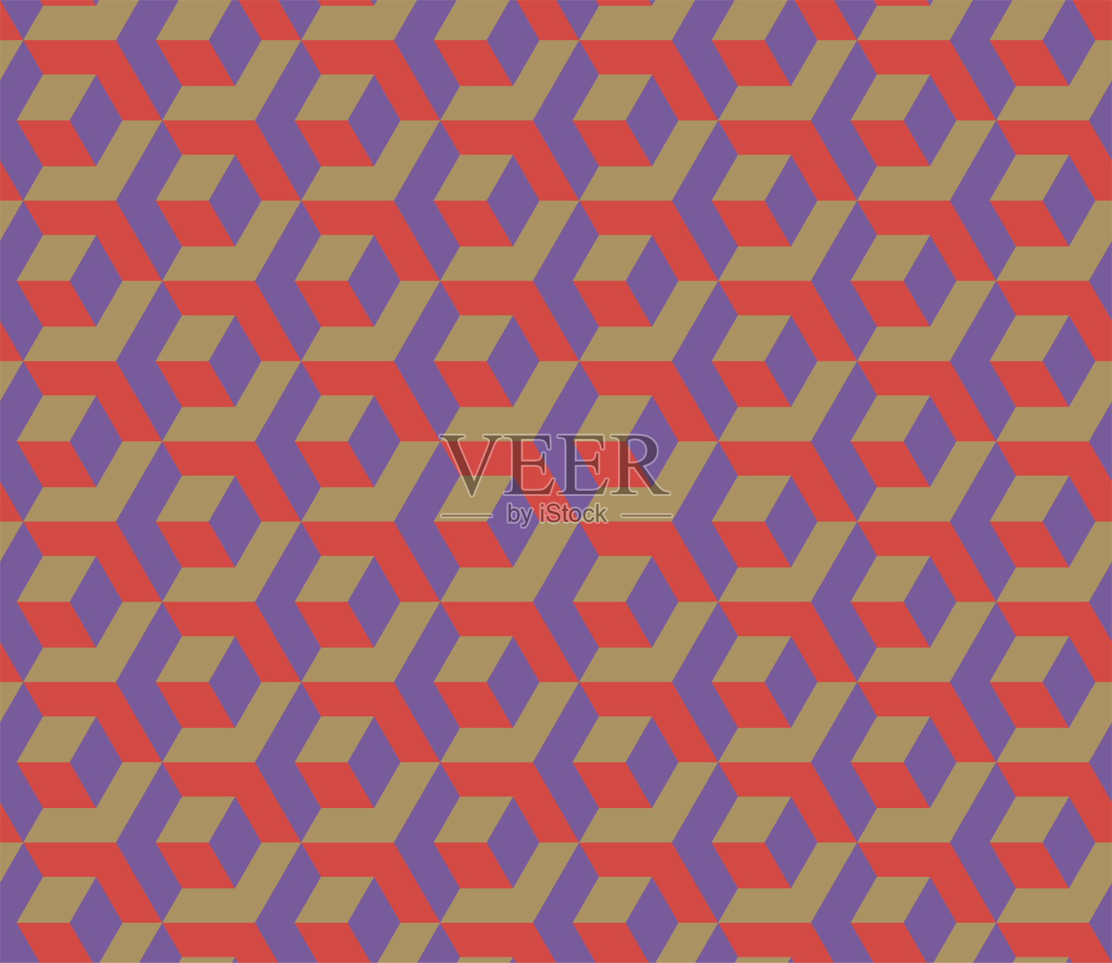 几何立方体的抽象无缝模式。现代时尚的纹理。向量颜色背景。插画图片素材