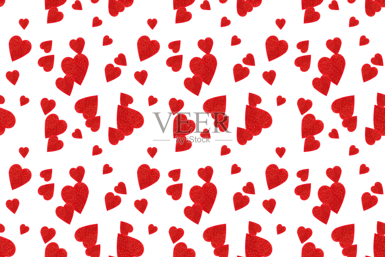 白色背景上的红心无缝图案。面料设计、墙纸、包装插画图片素材