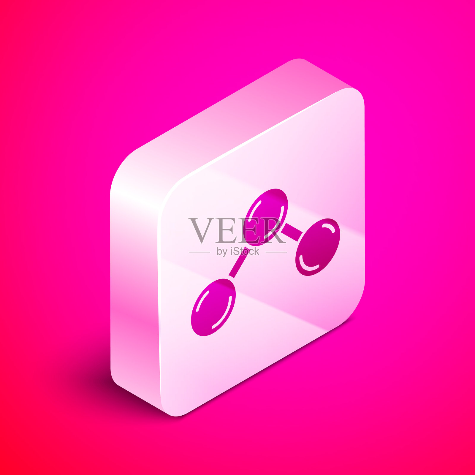 等距分子图标孤立在粉红色上插画图片素材