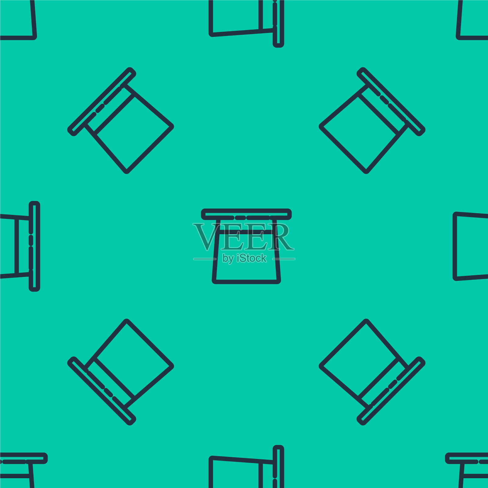 蓝线魔术师帽子图标隔离无缝插画图片素材