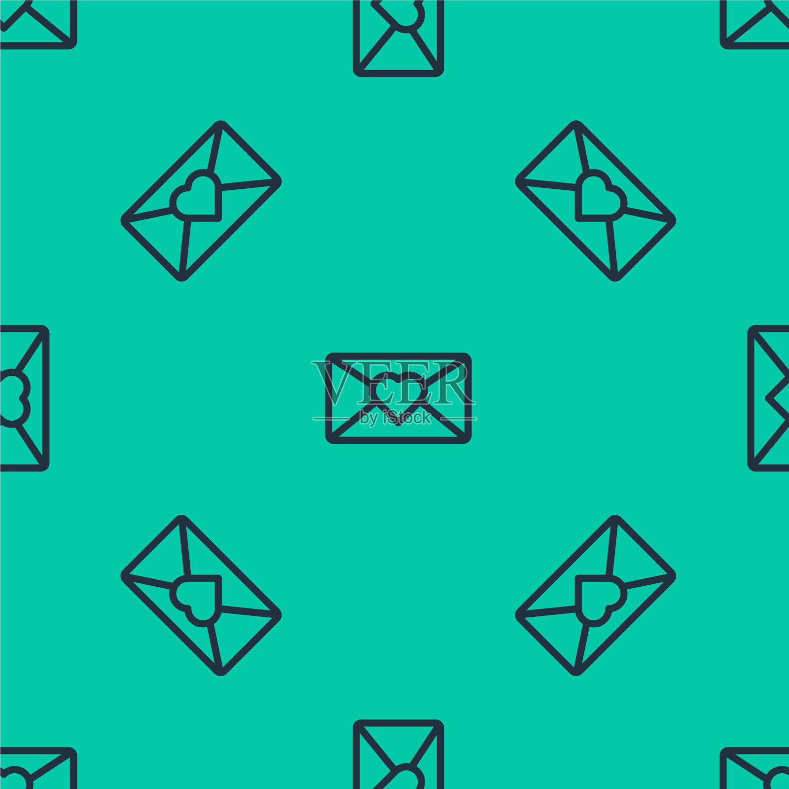 蓝色线的信封与8三月图标隔离插画图片素材