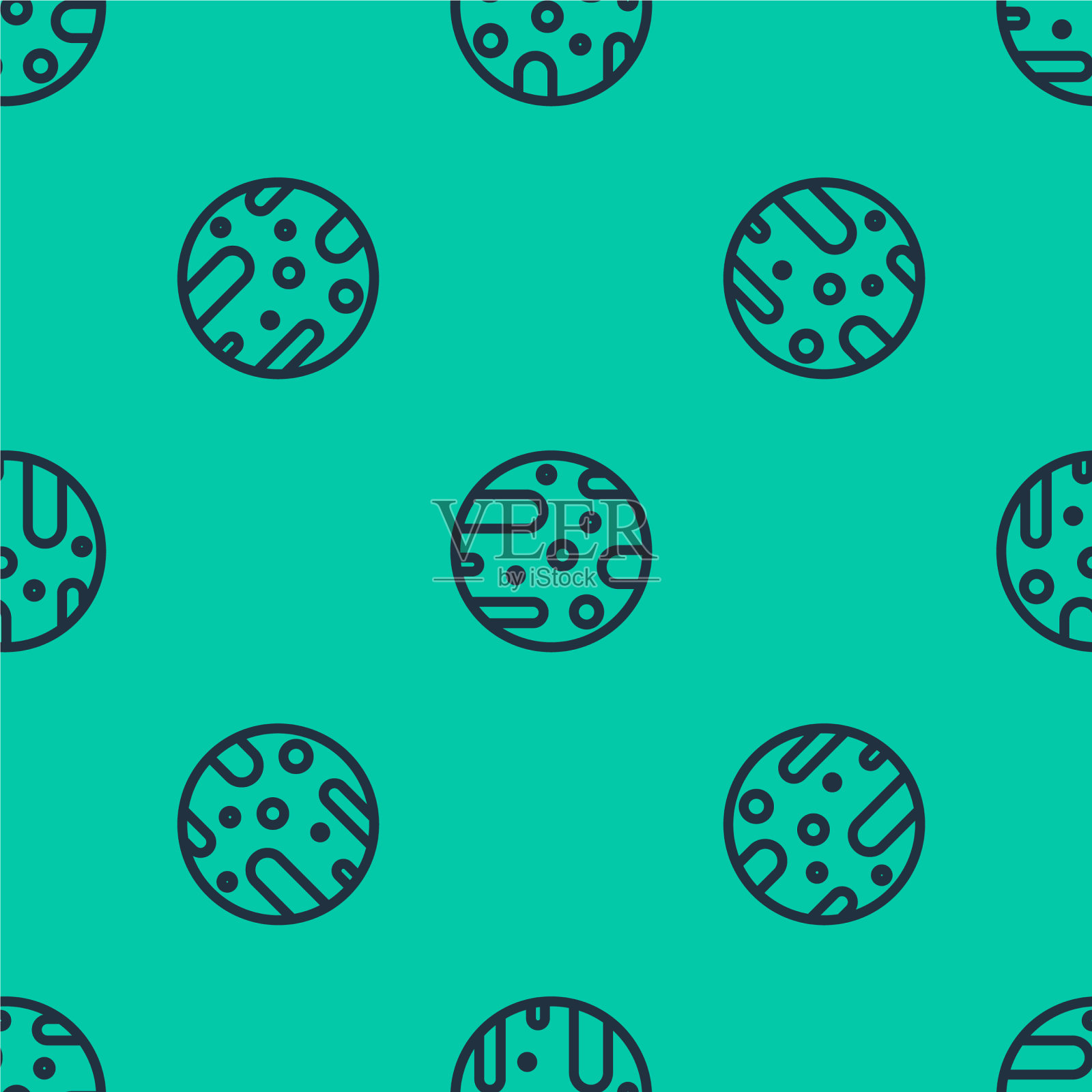 蓝线卫星碟形天线图标隔离无缝插画图片素材