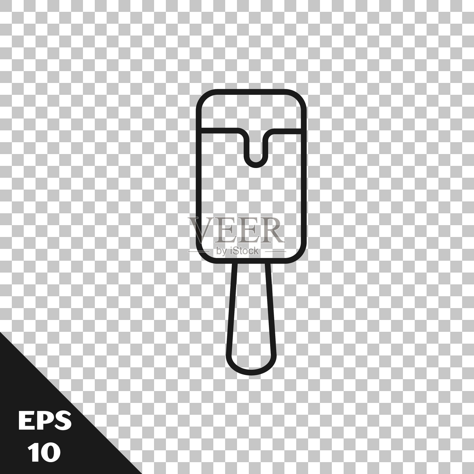 黑线冰淇淋图标孤立上透明插画图片素材