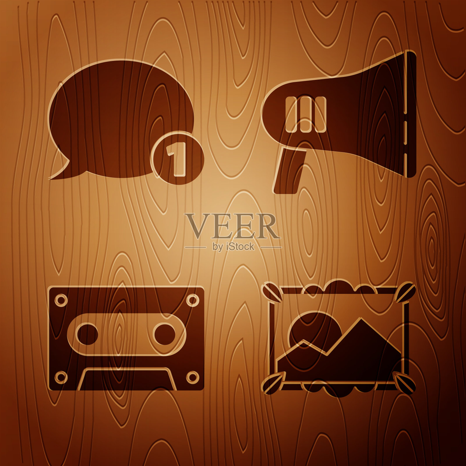 设置画面景观语音泡泡聊天复古图标素材