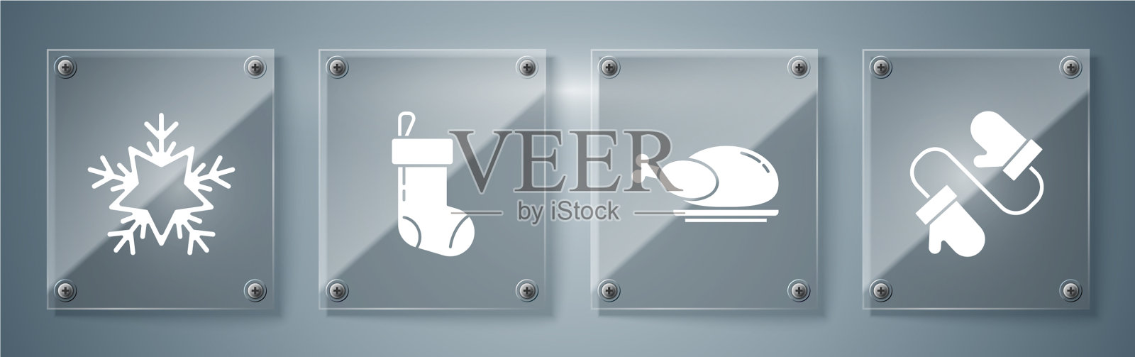 套对针织圣诞手套烤图标素材